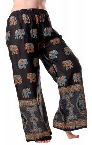 Palazzo kalhoty se slony černé kal1789