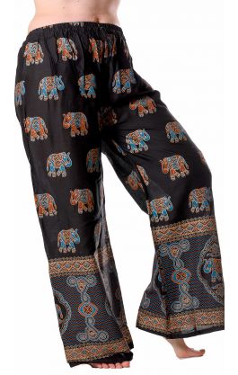 Palazzo kalhoty se slony černé kal1789