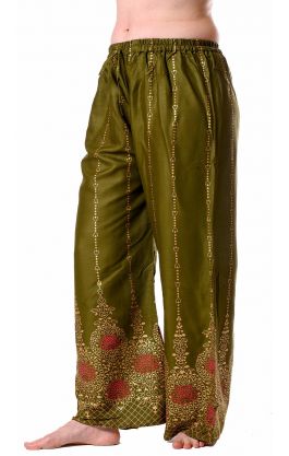 Palazzo kalhoty z Indie olivové kal1790