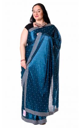 Modré sárí se sypacími třpytkami za super cenu v8554