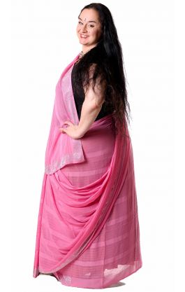 Pastelové sárí s třpytivými kamínky za super cenu růžové v8556
