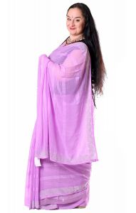 Pastelové sárí s třpytivými kamínky za super cenu lila v8559