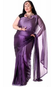 Luxusní třpytivé stínované sárí fialové v8587