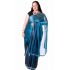 Luxusní třpytivé saténové stínované sárí modré v8590