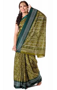 Tradiční indický oděv - sárí olivové v8613