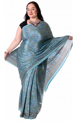 Luxusní šifonové sárí s květy v8620