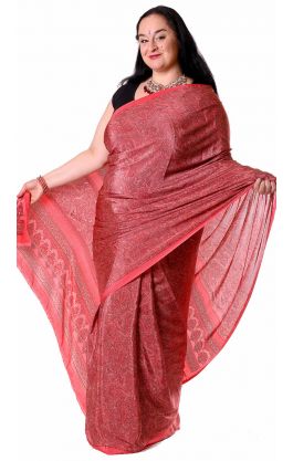 Luxusní šifonové sárí s květy v8621