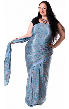 Luxusní šifonové sárí s květy v8622