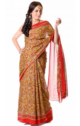 Tradiční indický oděv - sárí červenozlaté v8634