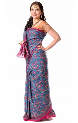 Tradiční indický oděv - sárí růžovo-blankytné v8635