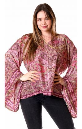 Hedvábně jemná elegantní halenka růžová ha2325