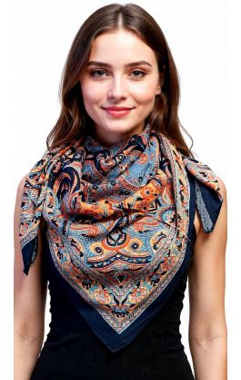 Klasický indický šátek modro-oranžový st2257