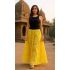 Jednobarevná polokolová bavlněná sukně žlutá suk5717