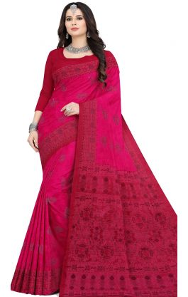 Bengálské bavlněné sárí růžové b3004