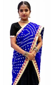 Pravá bandhani rádžasthánská dupatta - závoj - maxišála modrá dh1838